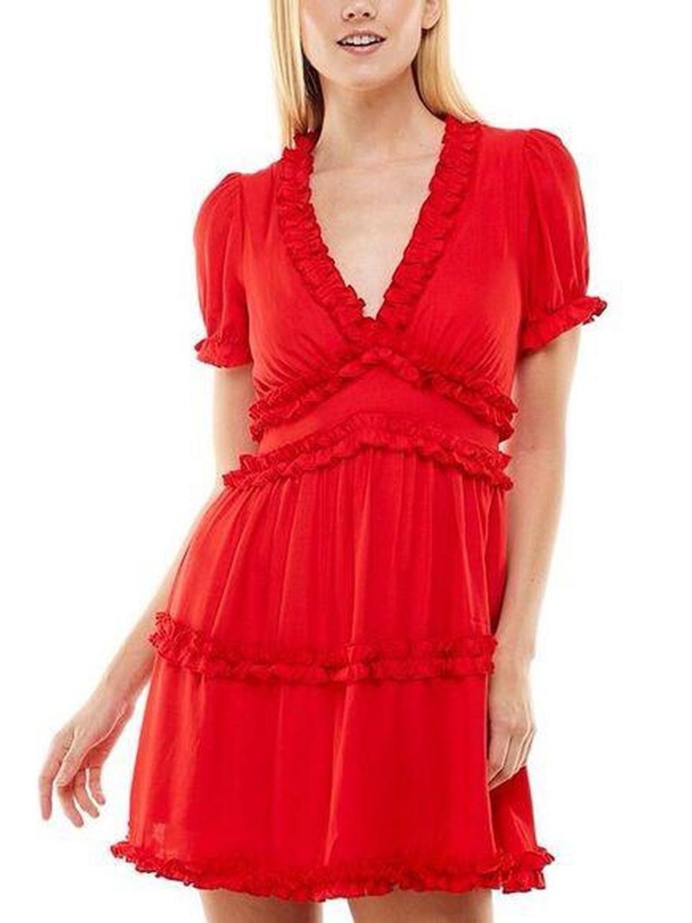 Trixxi Red Ruffle Babydoll Dress Size Small Y2K Fairycore Coquette